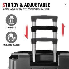 3-Piece Hardshell Spinner Suitcase Set with TSA Lock Black