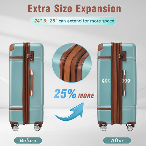 3-Piece Hardshell Spinner Luggage Set with TSA Lock Green
