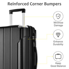 3-Piece Hardshell Spinner Suitcase Set with TSA Lock Black