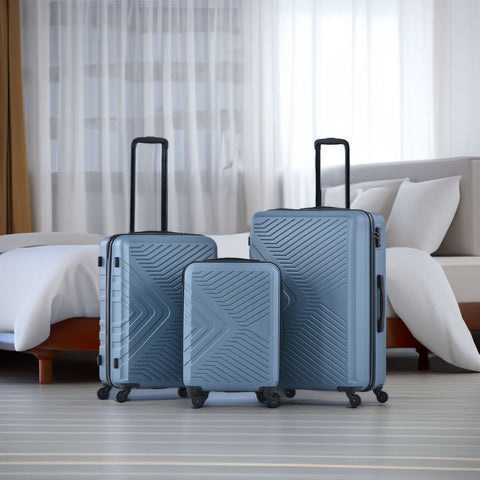3-Piece ABS Lightweight Spinner Luggage Set TSA Lock Blue