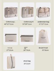 7-Piece Travel Buggy Bag Clothes Shoe Storage Organizer Set