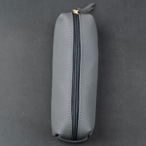 Elegant Leather Makeup Bag - Grey - Aurora