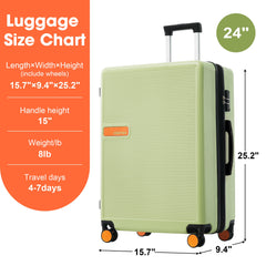 Contrast Color Hardshell 24 Inch Expandable Spinner TSA Suitcase Green
