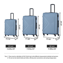 3-Piece ABS Lightweight Spinner Luggage Set TSA Lock Blue