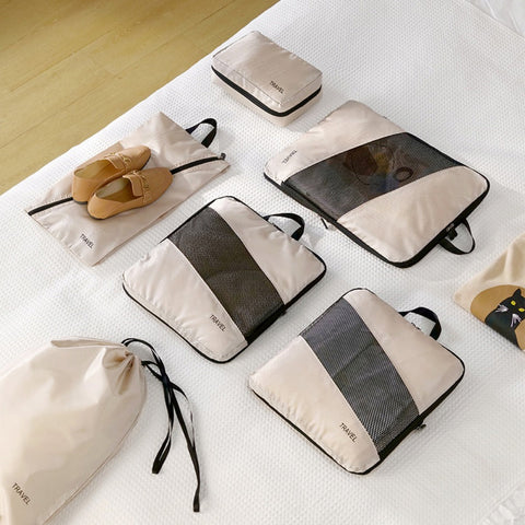 6-Piece Polyester Travel Storage Bag Set Clothes Shoe Organizer