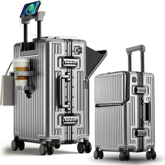 Front Opening Aluminum Frame Large Capacity Carry-On Trolley Suitcase