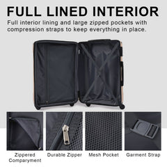3-Piece Hardshell Spinner Suitcase Set with TSA Lock Black