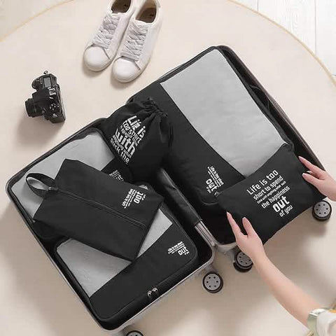 6-Piece Travel Luggage Organizer Packing Cubes Shoe Cosmetic Set