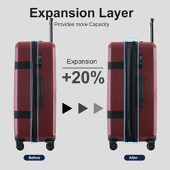 3-Piece Expandable ABS PC Spinner TSA Luggage Set Red