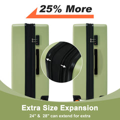 Contrast Color Hardshell 24 Inch Expandable Spinner TSA Suitcase Green