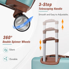 3-Piece Hardshell Spinner Luggage Set with TSA Lock Green