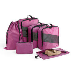 6-Piece Polyester Travel Storage Bag Set Clothes Shoe Organizer