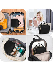 Quilted Makeup Bag with Clear Window Travel Cosmetic Organizer