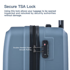 3-Piece ABS Lightweight Spinner Luggage Set TSA Lock Blue
