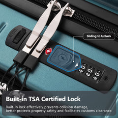 20 Inch Front Open Carry-On Suitcase with USB Port Blue