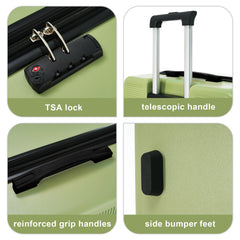 Contrast Color Hardshell 24 Inch Expandable Spinner TSA Suitcase Green