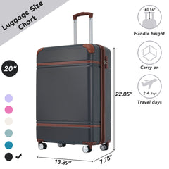 20 Inch Lightweight Spinner Carry-On Vintage TSA Lock Luggage