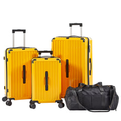 4-Piece PC ABS Lightweight TSA Lock Luggage Set Yellow