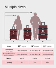 3-Piece Expandable ABS PC Spinner TSA Luggage Set Red