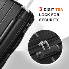 3-Piece Hardshell Spinner Suitcase Set with TSA Lock Black