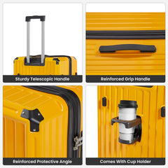 4-Piece PC ABS Lightweight TSA Lock Luggage Set Yellow