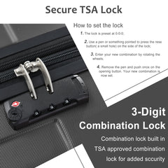 3-Piece Hardshell Spinner Suitcase Set with TSA Lock Black