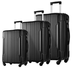 3-Piece Hardshell Spinner Suitcase Set with TSA Lock Black