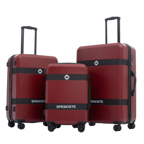 3-Piece Expandable ABS PC Spinner TSA Luggage Set Red
