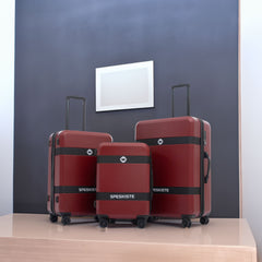 3-Piece Expandable ABS PC Spinner TSA Luggage Set Red