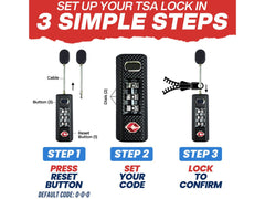 Approved 3 Digit Combination Zipper Luggage Security Lock