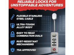Approved 3 Digit Combination Zipper Luggage Security Lock