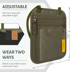 Slim Minimalist Travel Neck Wallet RFID Passport Holder Security