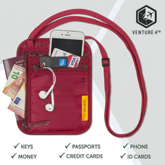 Slim Minimalist Travel Neck Wallet RFID Passport Holder Security
