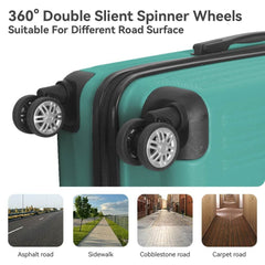 3-Piece Lightweight ABS Hardshell Spinner Luggage Set Fresh Green