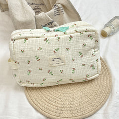 Floral Makeup Bag Large Capacity Cosmetic Organizer Travel Pouch