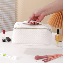 White PU Leather Makeup Bag Travel Cosmetic Organizer Daily Use