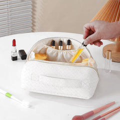 White PU Leather Makeup Bag Travel Cosmetic Organizer Daily Use