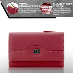 Women’s Leather Trifold Wallet Slim Travel Organizer