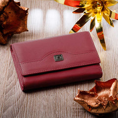 Women’s Leather Trifold Wallet Slim Travel Organizer