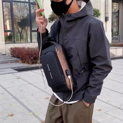 Waterproof Anti-Theft USB Crossbody Sling Chest Bag for Men