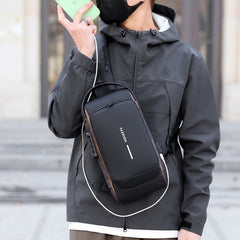Waterproof Anti-Theft USB Crossbody Sling Chest Bag for Men