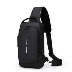 Waterproof Anti-Theft USB Crossbody Sling Chest Bag for Men