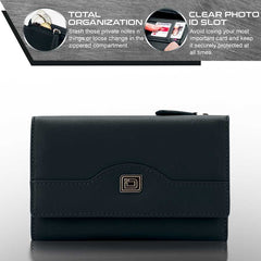 Women’s Leather Trifold Wallet Slim Travel Organizer