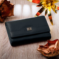 Women’s Leather Trifold Wallet Slim Travel Organizer